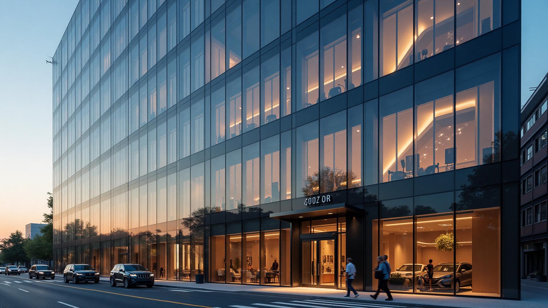 Modern glass building showcase